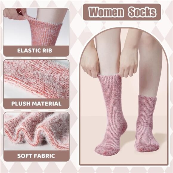 New 5 Pairs Fuzzy Soft Cozy Comfortable Socks for Women, Casual Sleep Comfy Sock - Picture 2 of 6